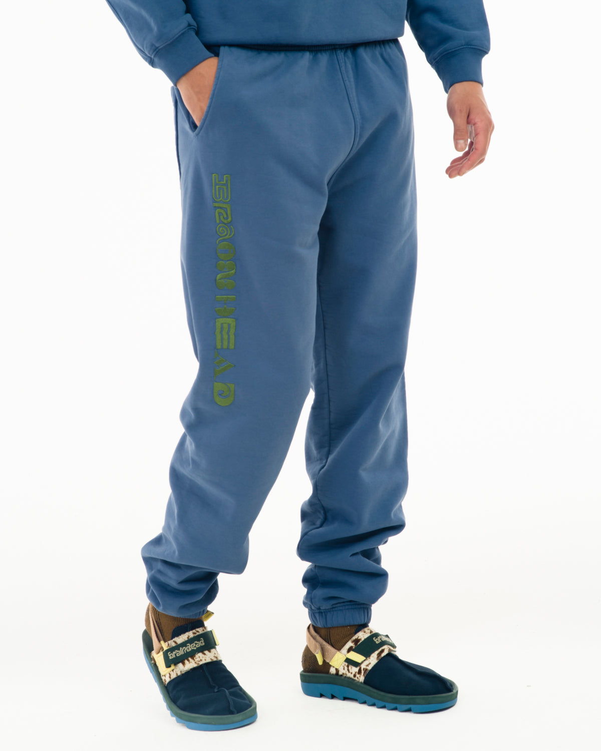 Heavyweight Embroidered Sweatpants - Blue 5