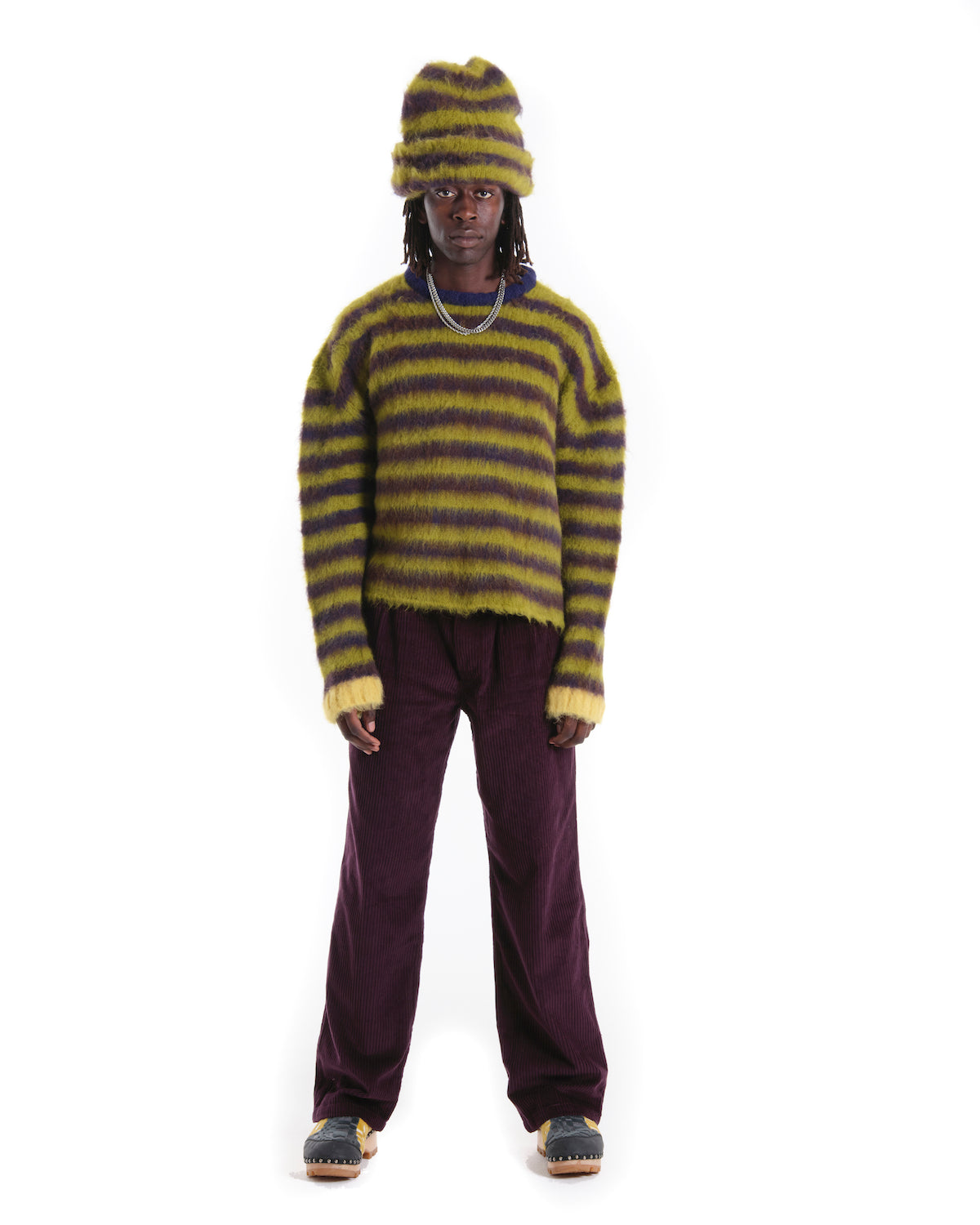 Boxy Knit Stripe Sweater - Green 4