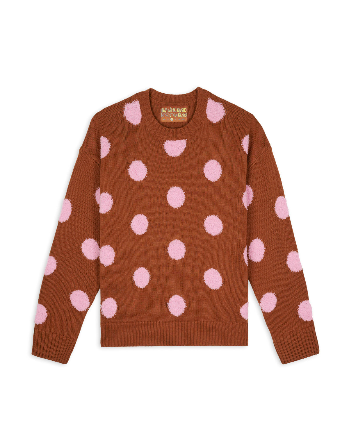 Polka Pile Crewneck Sweater - Light Brown 1