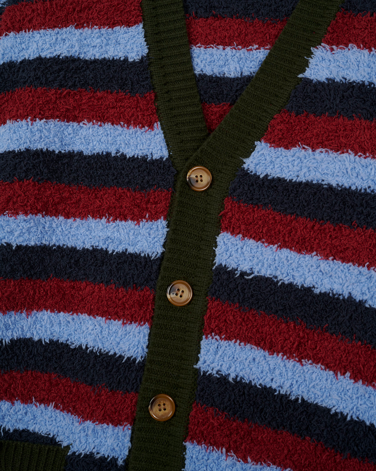 Teddy Fur Striped Cardigan - Blue Multi