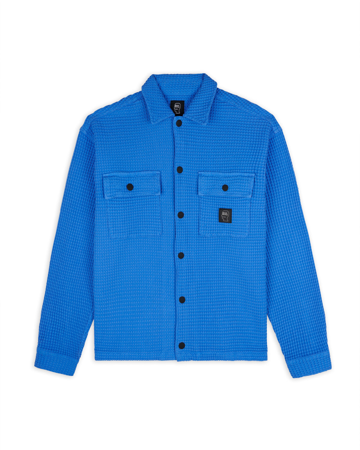 Waffle Button Up Shirt - Blue 1