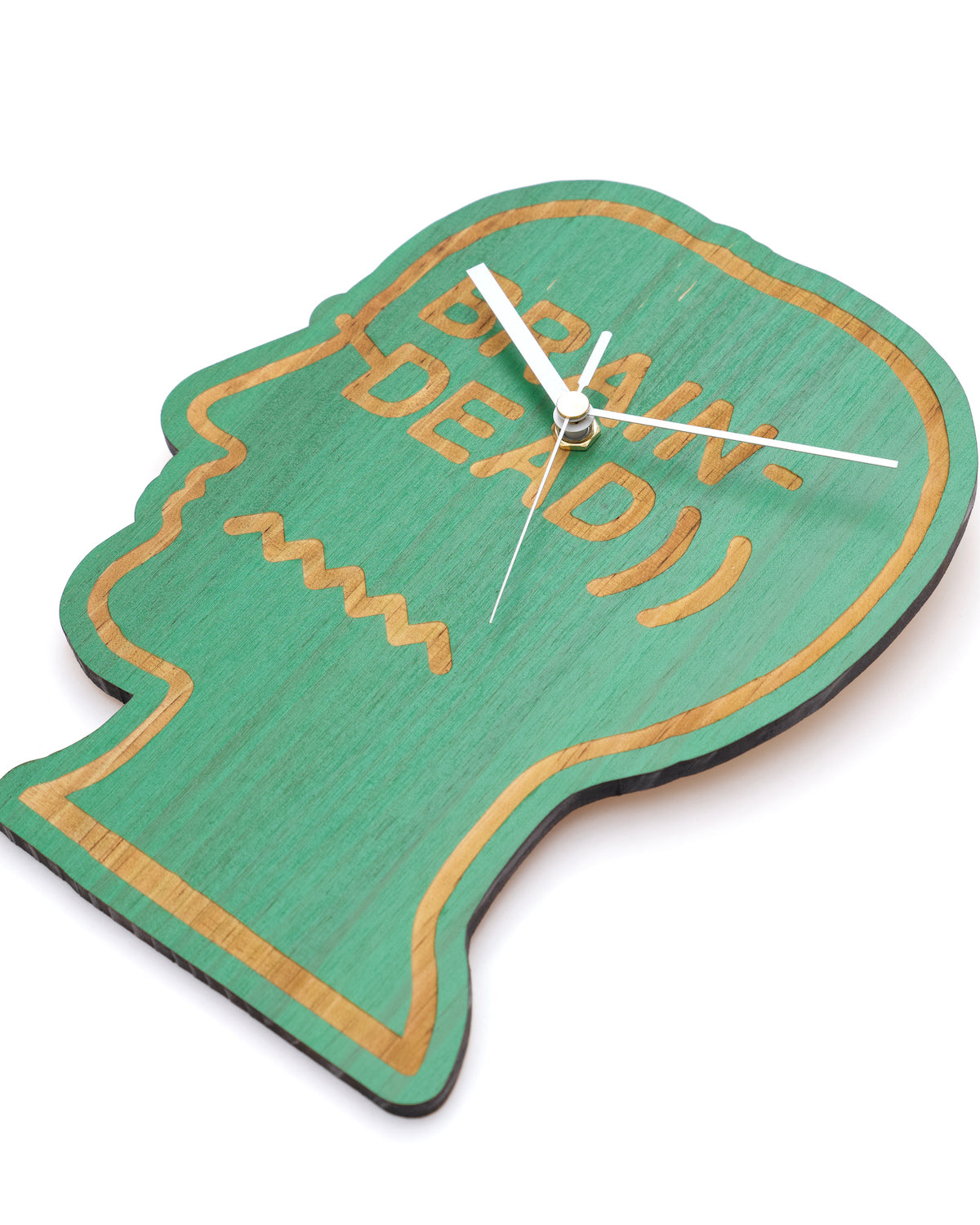 Wooden Logo Head Clock - Green 3